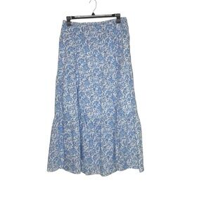 J. McLaughlin Ophelia Cotton Voile Floral Print Tiered Ruffle Skirt